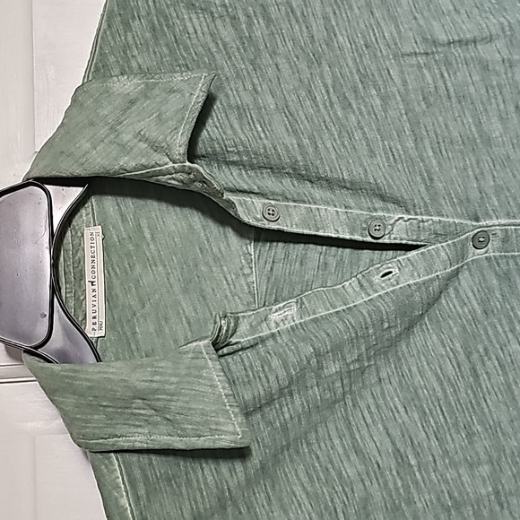 PERUVIAN CONNECTION Women's Long Sleeve Shirt Dress Green XS Lightweight Casual - Picture 8 of 8